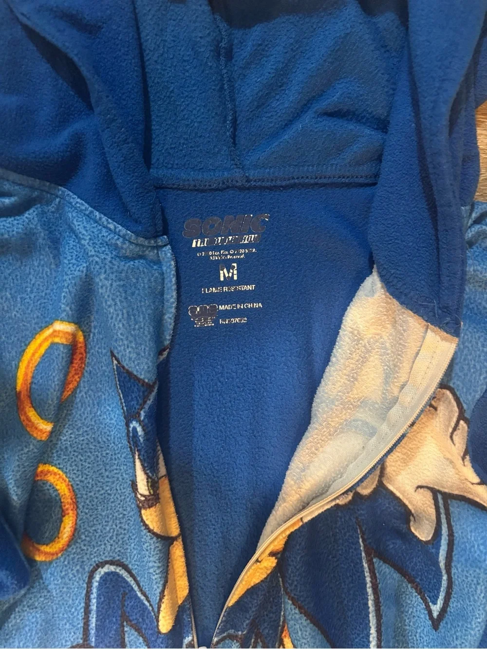Sonic the Hedgehog Blue Kids One-Piece Hooded Pajama
